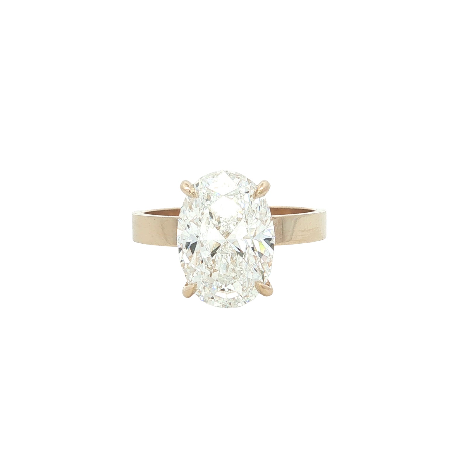 LAB GROWN OVAL DIAMOND 4.51ct FLAT SOLITAIRE ENGAGEMENT RING