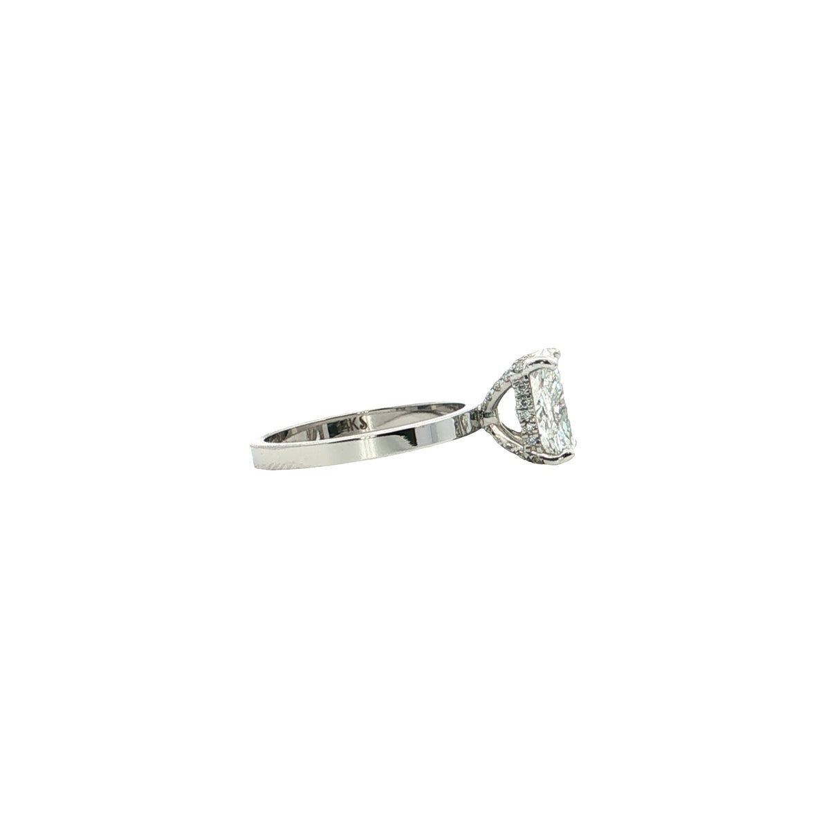 LAB GROWN CUSHION CUT DIAMOND 2.20ctw UNDERHALO SOLITAIRE ENGAGEMENT RING