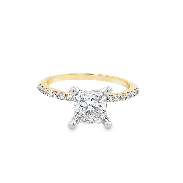 LAB GROWN PRINCESS AND ROUND DIAMONDS 1 1/2ctw PRONG SET RING