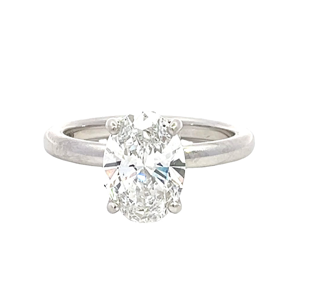 LAB GROWN OVAL &amp; ROUND DIAMONDS 2.18ctw SOLITAIRE ENGAGEMENT RING