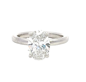 LAB GROWN OVAL & ROUND DIAMONDS 2.18ctw SOLITAIRE ENGAGEMENT RING