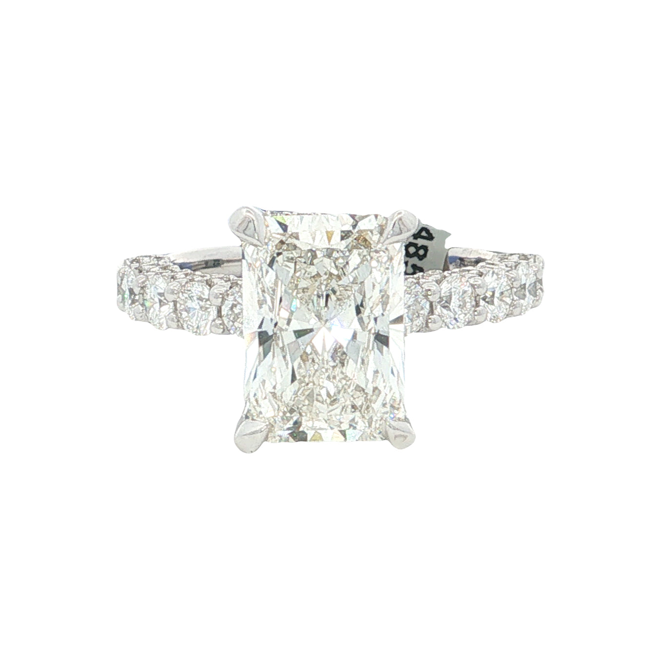 LAB GROWN RADIANT AND ROUND DIAMONDS 5 1/2ctw PRONG & PAVE RING