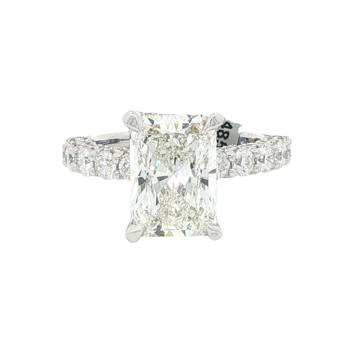 LAB GROWN RADIANT AND ROUND DIAMONDS 5 1/2ctw PRONG SET RING
