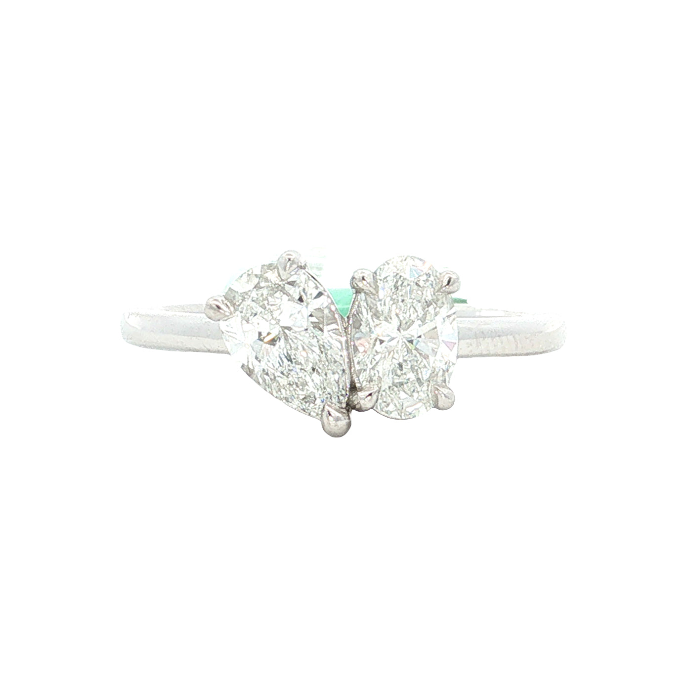 LAB GROWN PEAR AND OVAL DIAMOND 1.16ctw TWO STONE RING
