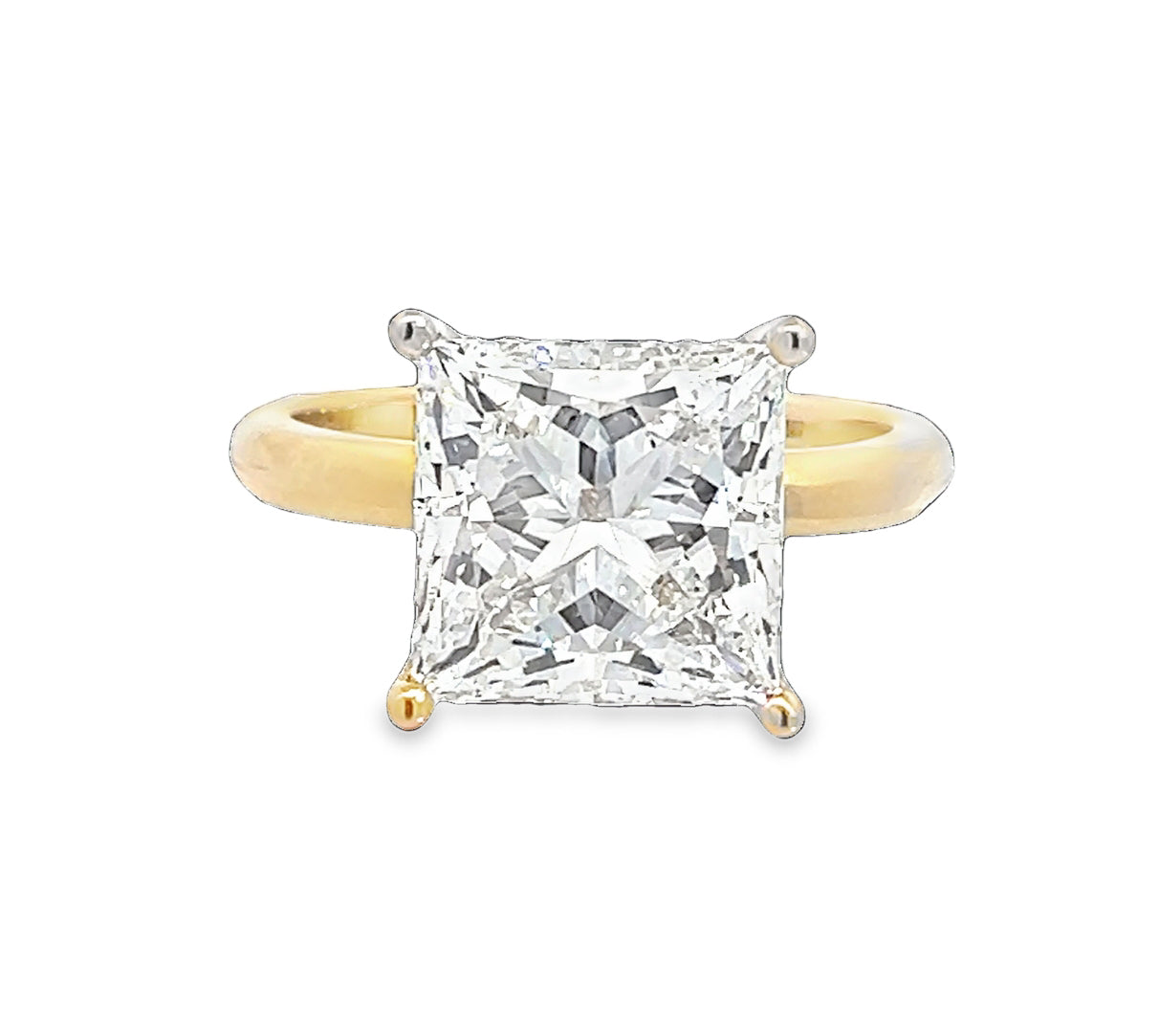 LAB GROWN PRINCESS & ROUND DIAMONDS 5 1/5ctw UNDERHALO SOLITAIRE ENGAGEMENT RING