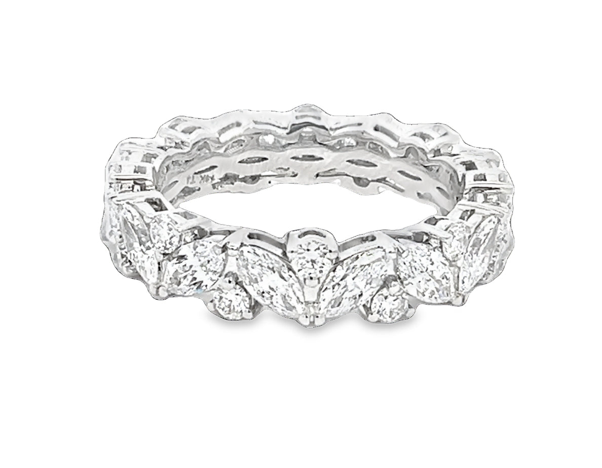 LAB GROWN MARQUISE & ROUND DIAMONDS 2.52CTW PRONG SET ETERNITY BAND