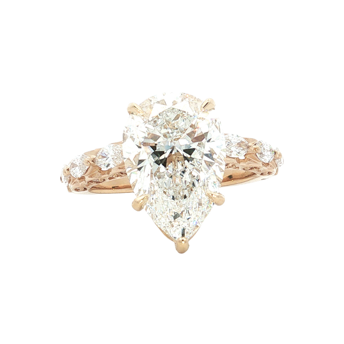 LAB GROWN PEAR AND MARQUISE DIAMONDS 5.49ctw PRONG SET RING