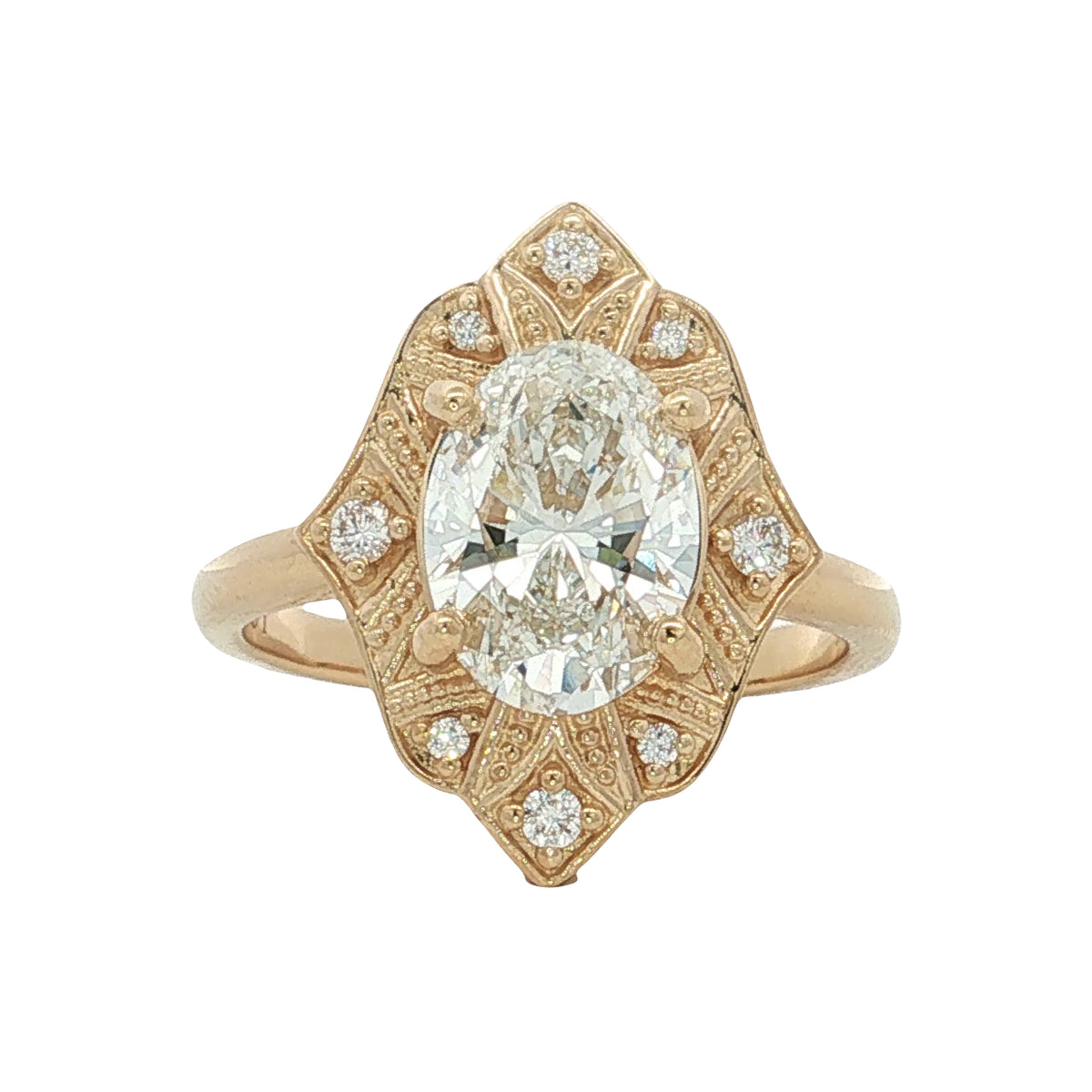 LAB GROWN OVAL & ROUND DIAMONDS 2.21ctw VINTAGE STYLE RING