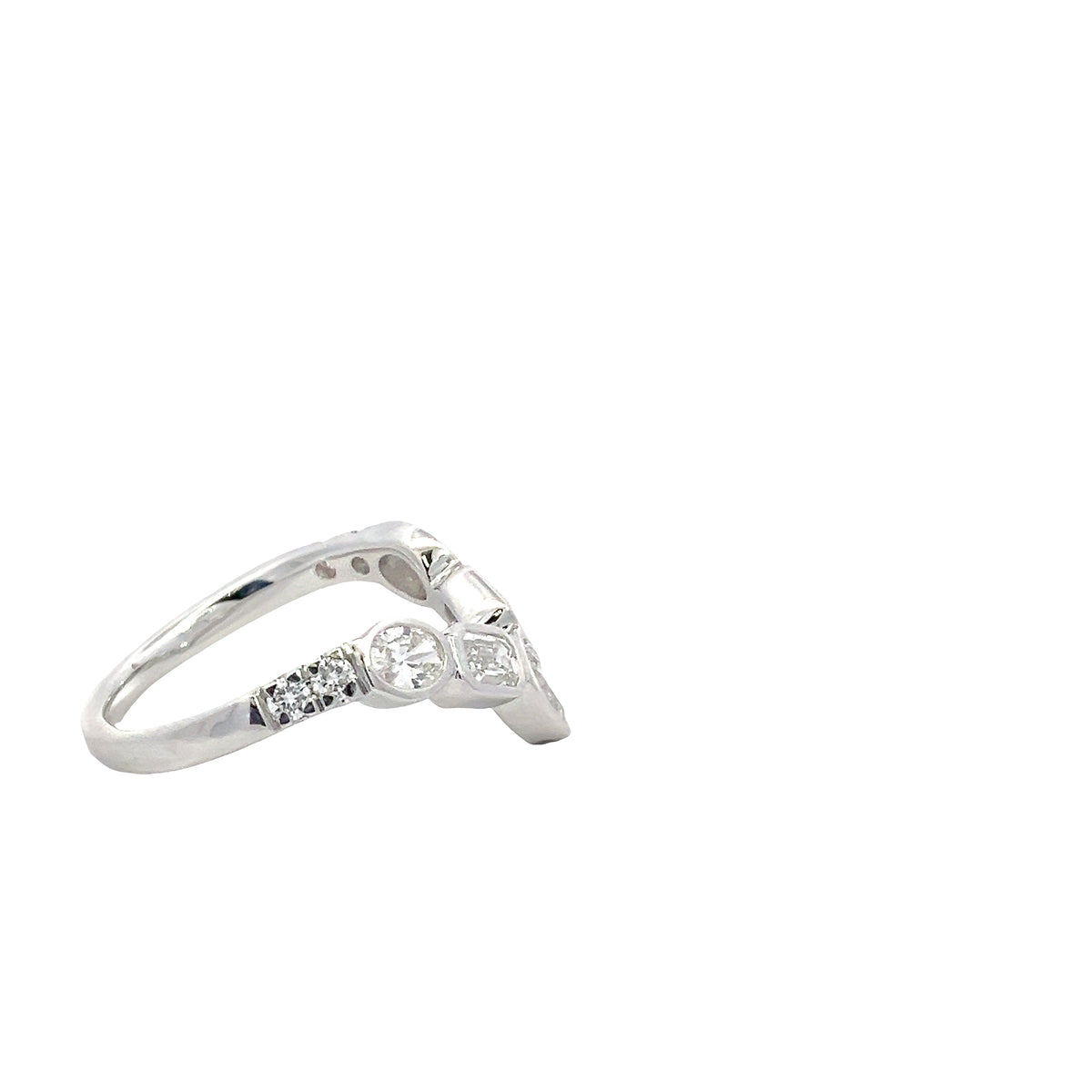 LAB GROWN PEAR, OVAL, EMERALD, &amp; ROUND DIAMONDS 1ctw CHEVRON STYLE BAND