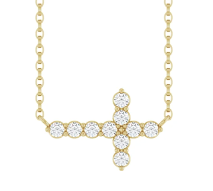 LAB GROWN ROUND DIAMONDS 1/4ctw CROSS NECKLACE
