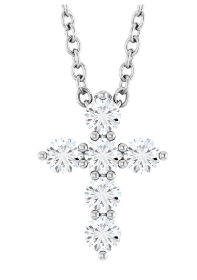 LAB GROWN ROUND DIAMONDS 1/2CTW CROSS PENDANT