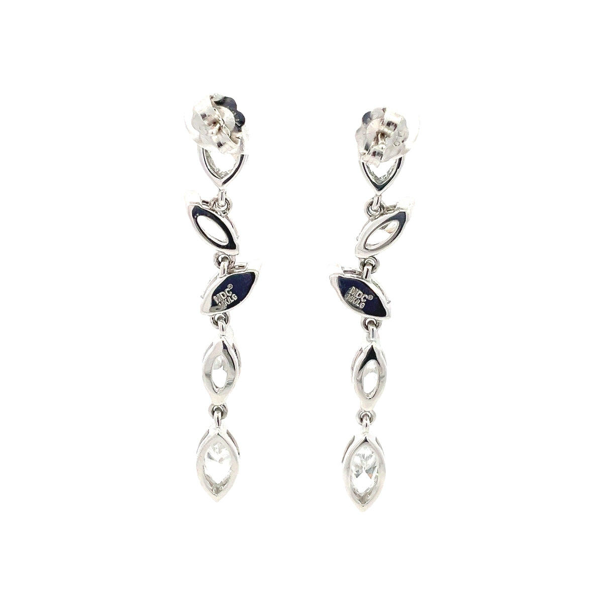 LAB GROWN MARQUISE DIAMONDS 4.99ctw BEZEL DROP EARRINGS