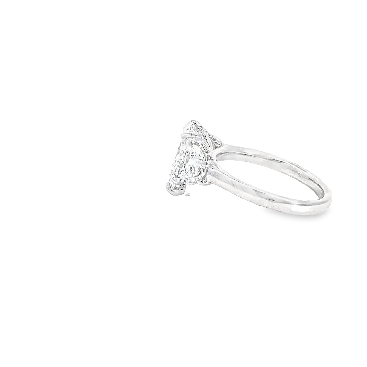 LAB GROWN PEAR AND HALF MOON DIAMONDS 3.11ctw THREE STONE RING