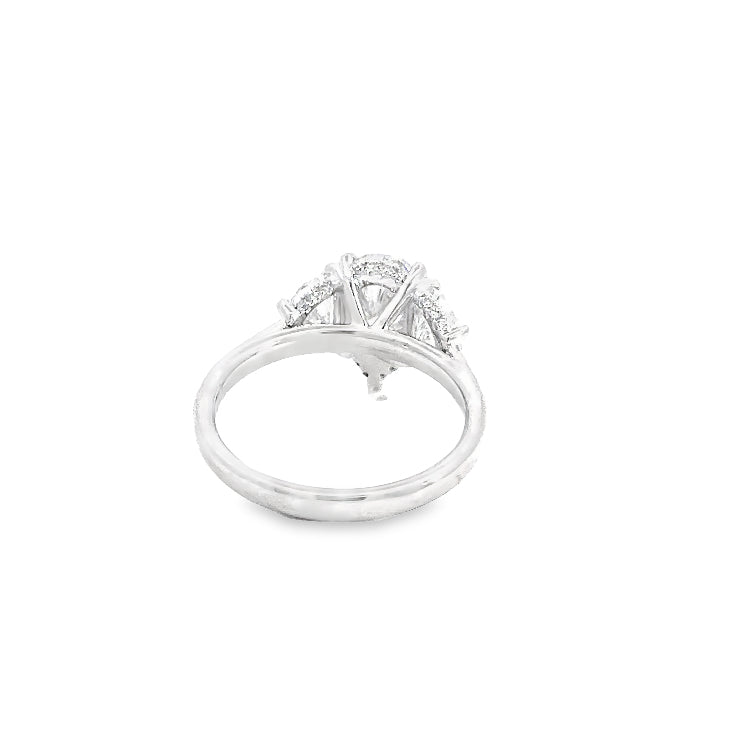 LAB GROWN PEAR AND HALF MOON DIAMONDS 3.11ctw THREE STONE RING