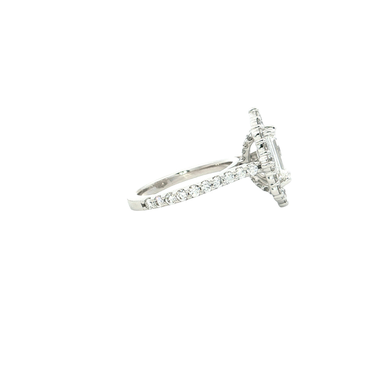 LAB GROWN EMERALD AND ROUND DIAMONDS 3.58ctw HALO RING
