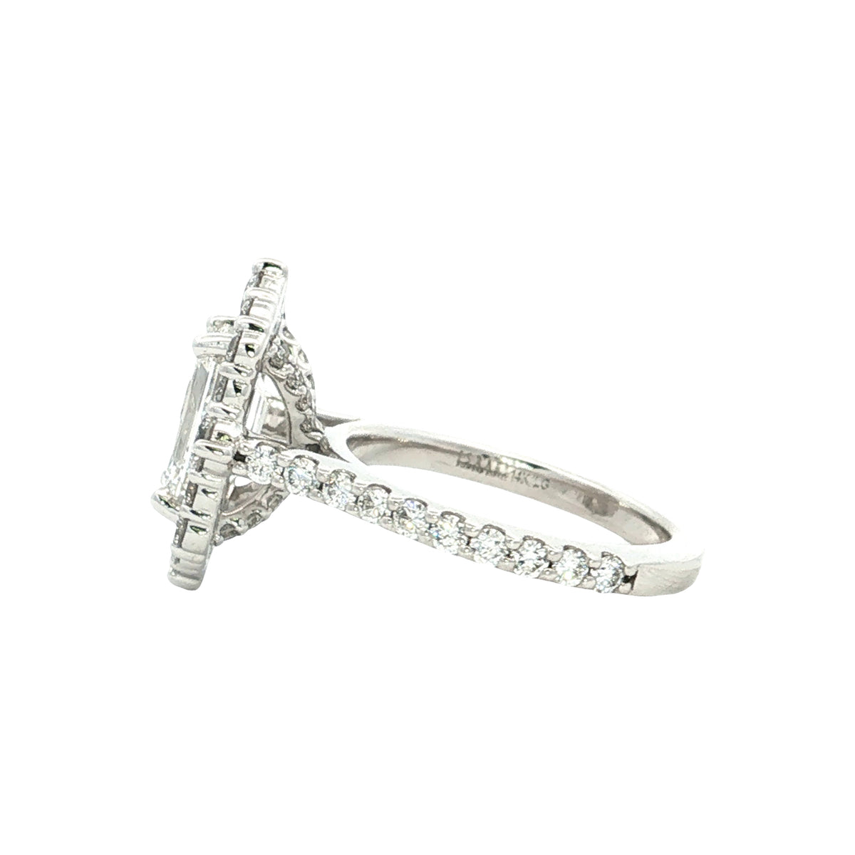 LAB GROWN EMERALD AND ROUND DIAMONDS 3.58ctw HALO RING