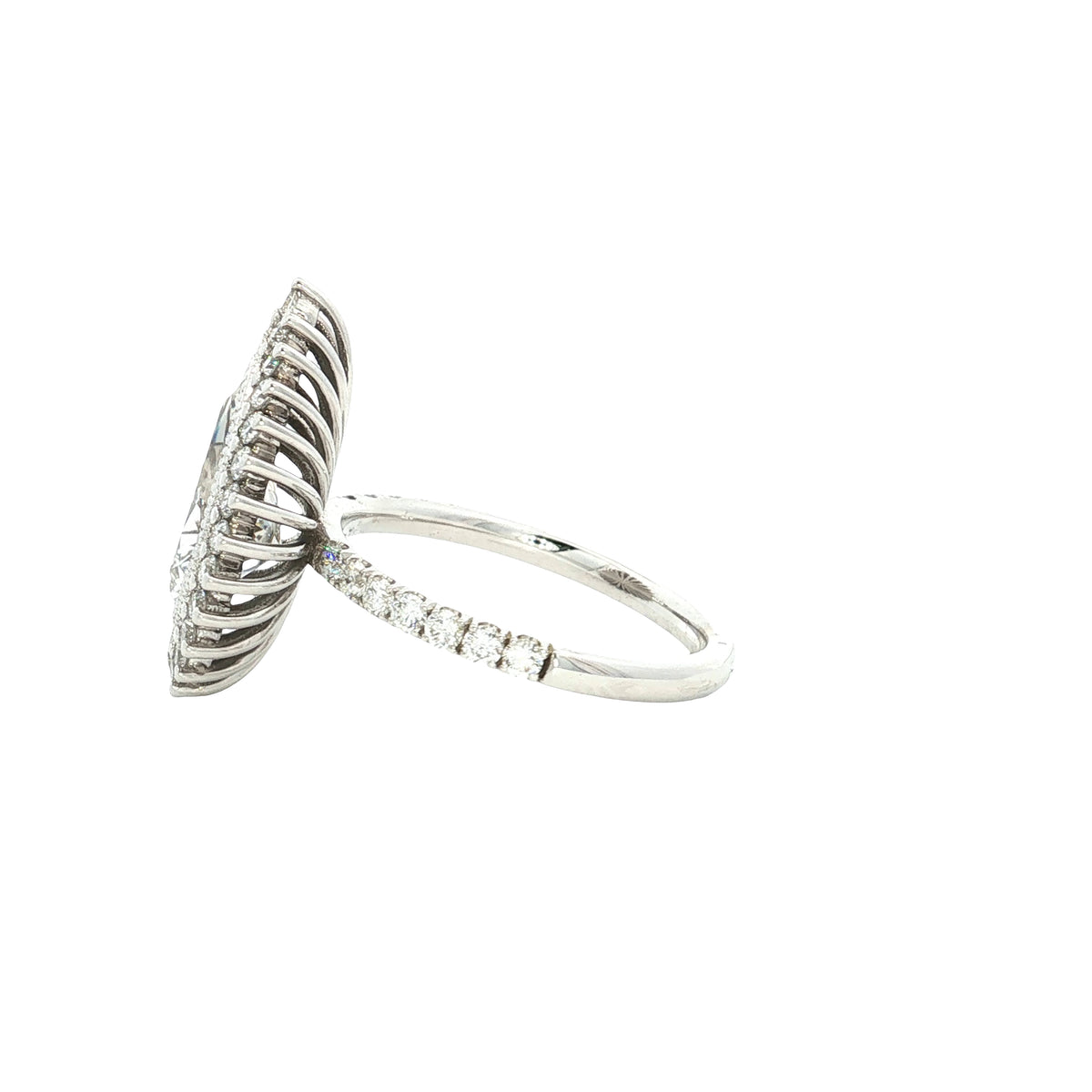 LAB GROWN PEAR & ROUND DIAMONDS 2.92CTW BEZEL PRONG SET HALO RING