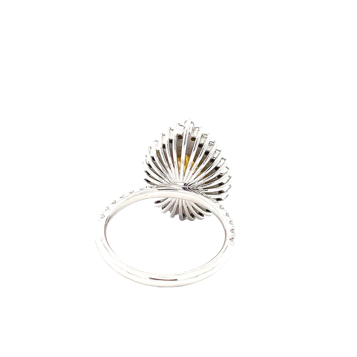 LAB GROWN PEAR &amp; ROUND DIAMONDS 3.32ctw BEZEL PRONG SET HALO RING