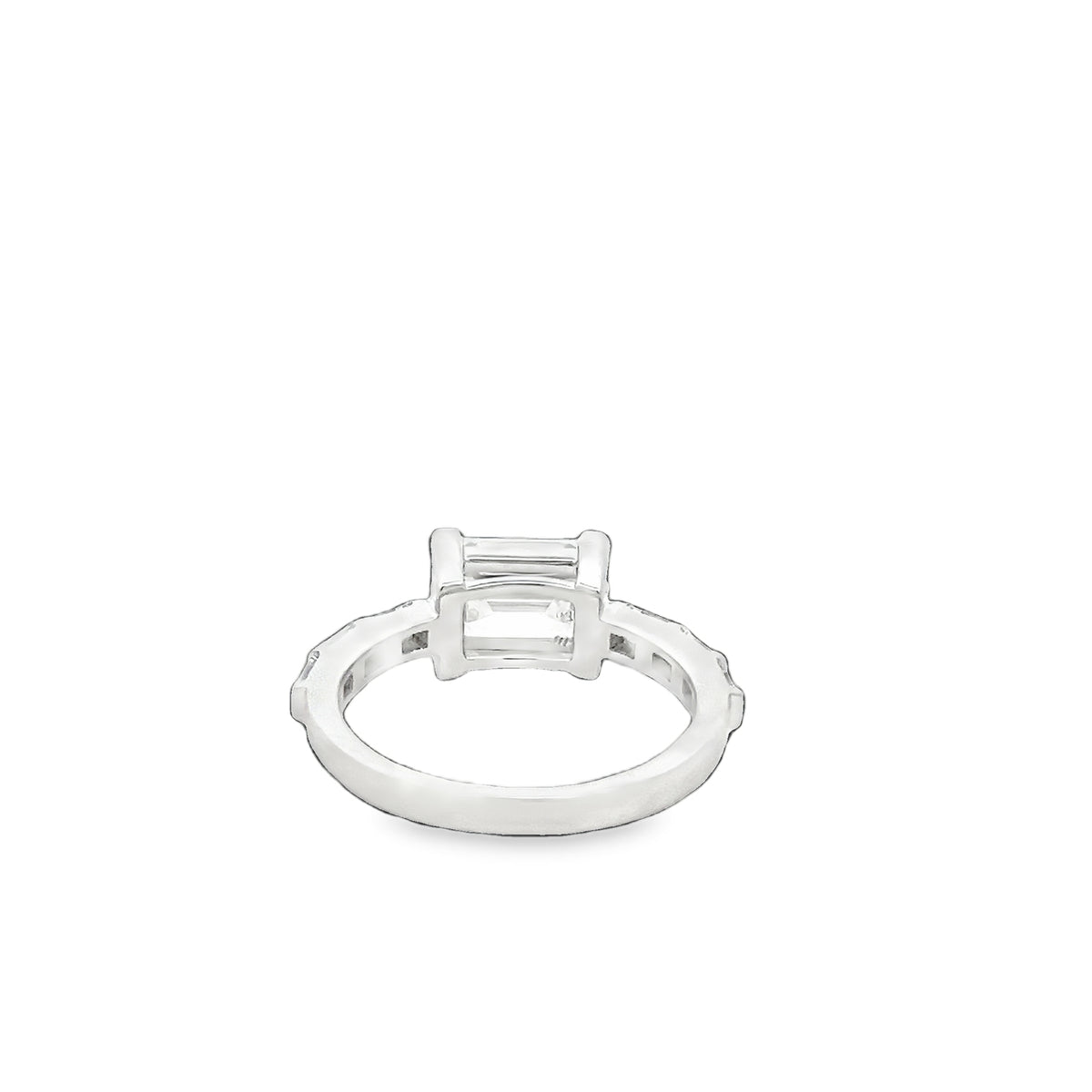 LAB GROWN EMERALD CUT DIAMOND 2 1/4ctw HALF BEZEL RING