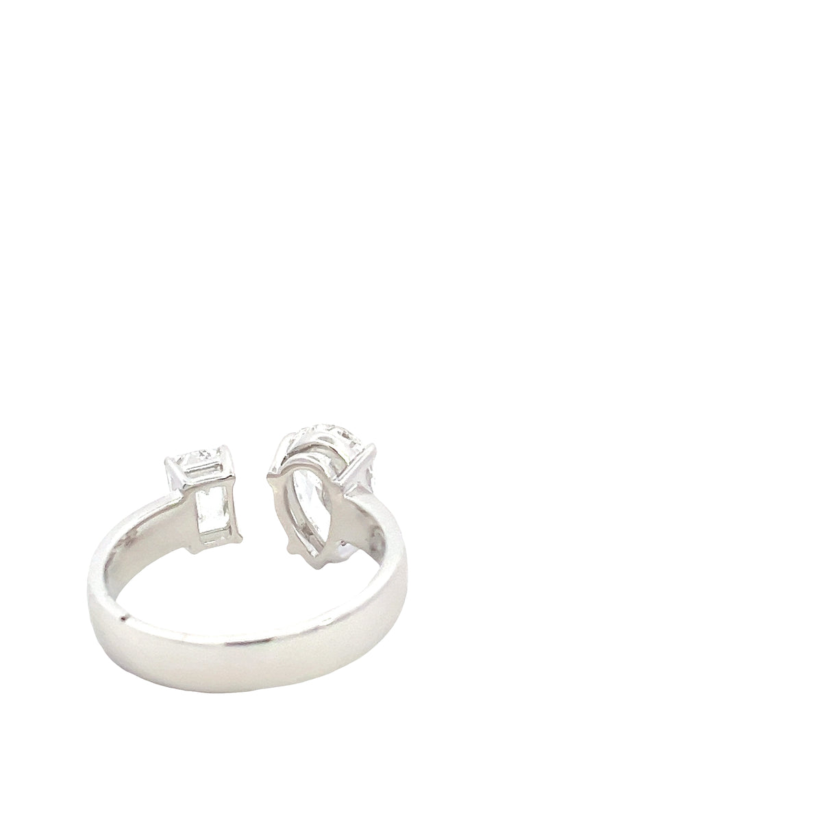 LAB GROWN PEAR AND EMERALD CUT DIAMONDS 2ctw TWO STONE RING