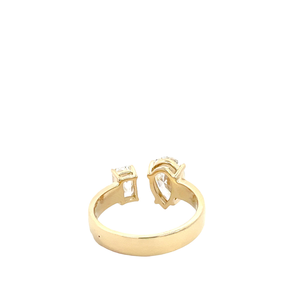 LAB GROWN PEAR AND EMERALD DIAMONDS 2ctw TWO STONE RING