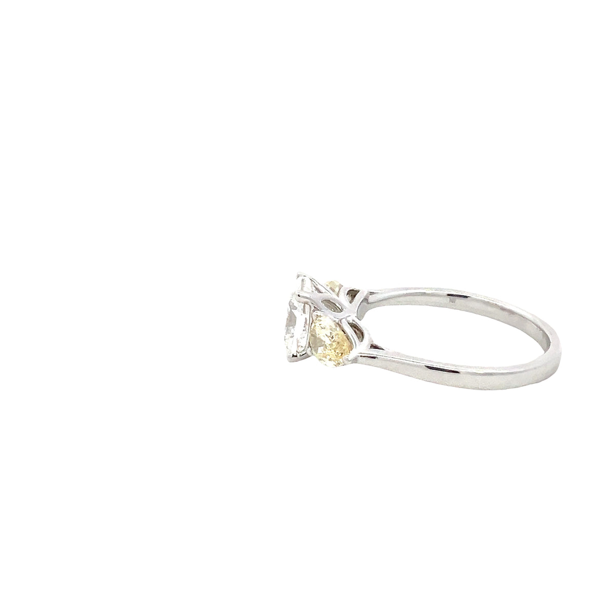 LAB GROWN CUSHION &amp; PEAR DIAMONDS 2.50ctw THREE STONE RING