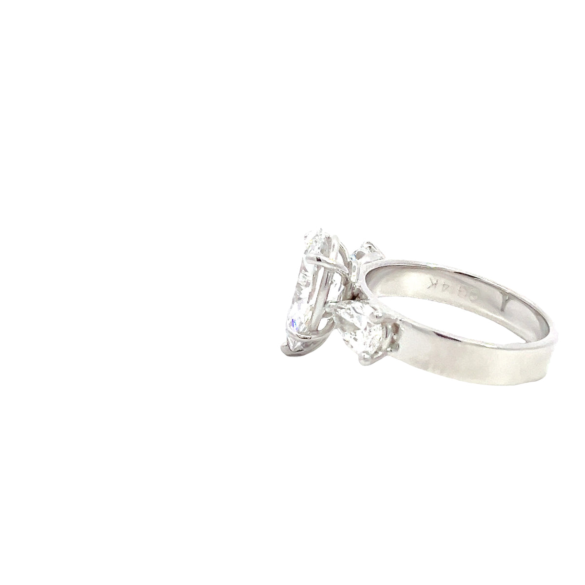 LAB GROWN PEAR DIAMONDS 3.83ctw THREE STONE RING