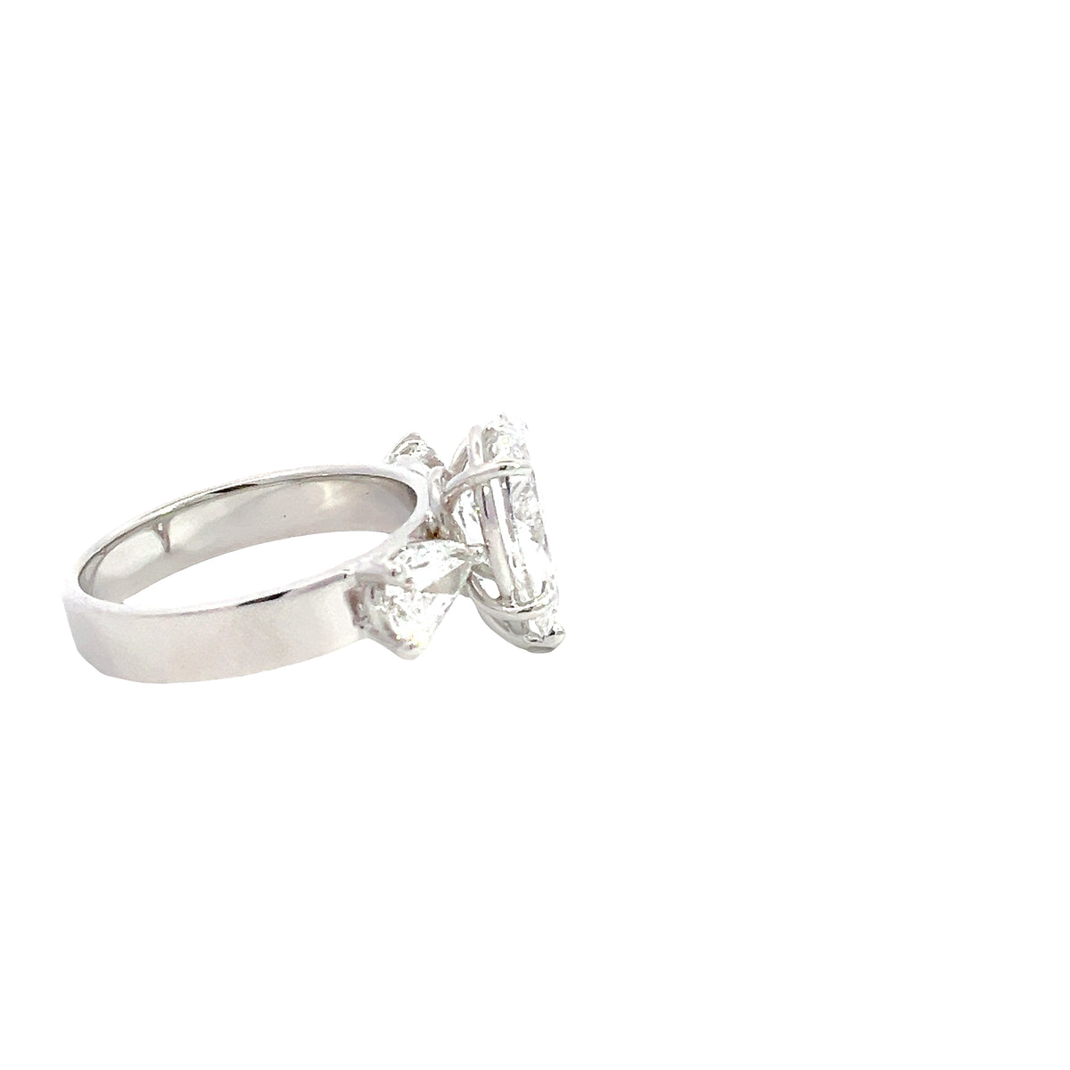 LAB GROWN PEAR DIAMONDS 3.83ctw THREE STONE RING