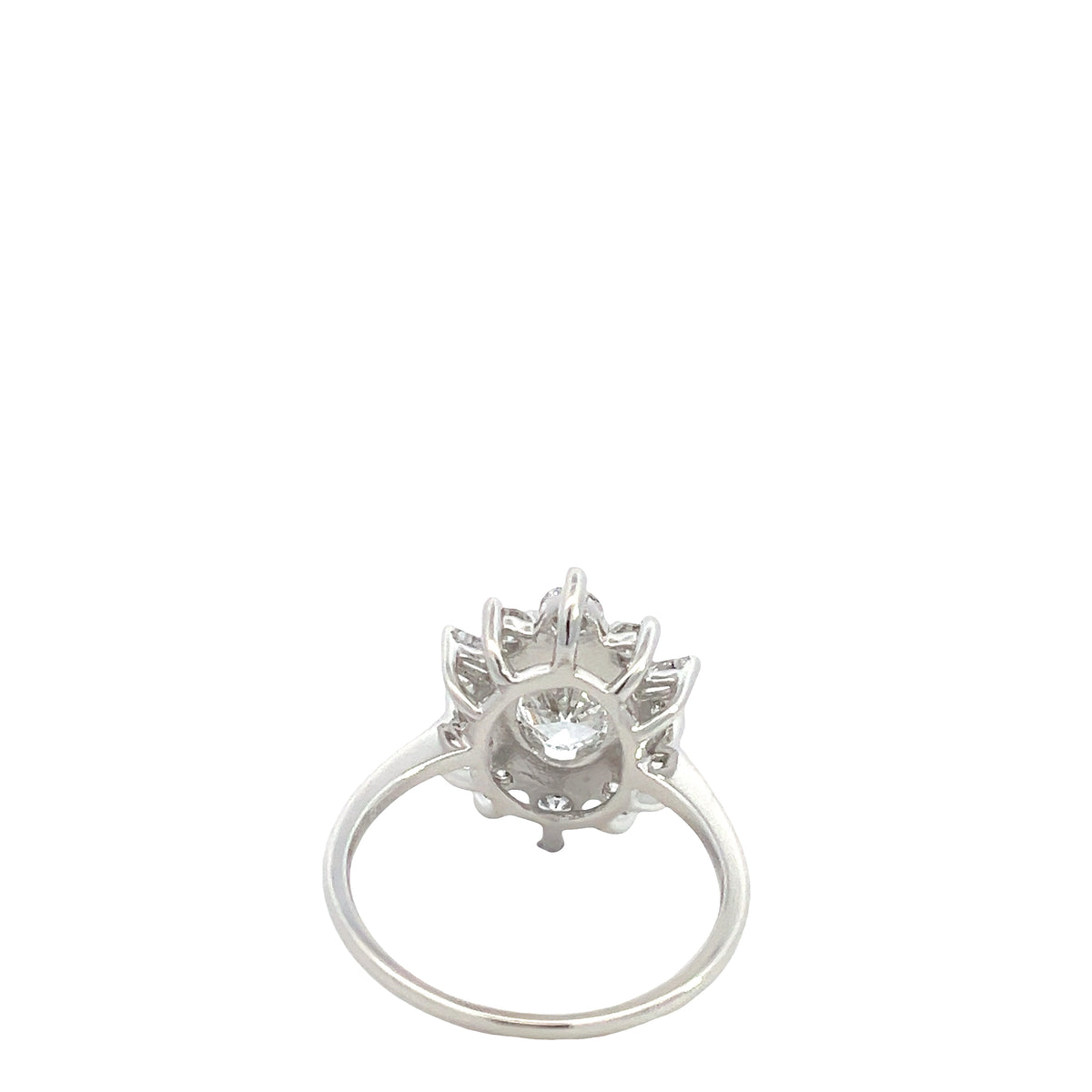 LAB GROWN OVAL, BAGUETTE, &amp; ROUND DIAMONDS 1.95ctw HALO STYLE RING