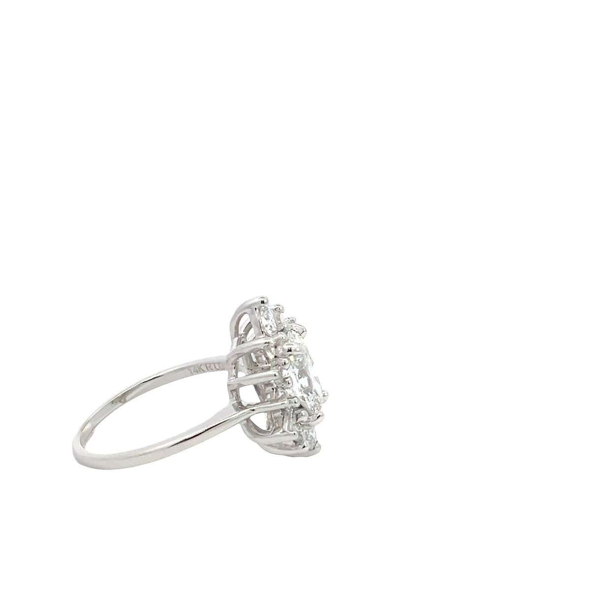 LAB GROWN OVAL, BAGUETTE, &amp; ROUND DIAMONDS 1.95ctw HALO STYLE RING