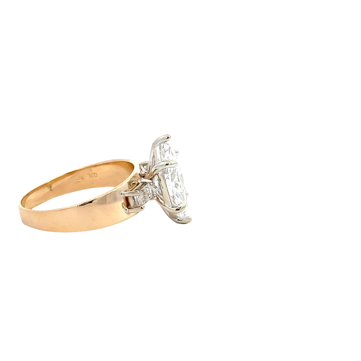 LAB GROWN MARQUISE DIAMOND 2.36ctw THREE STONE TAPERED RING