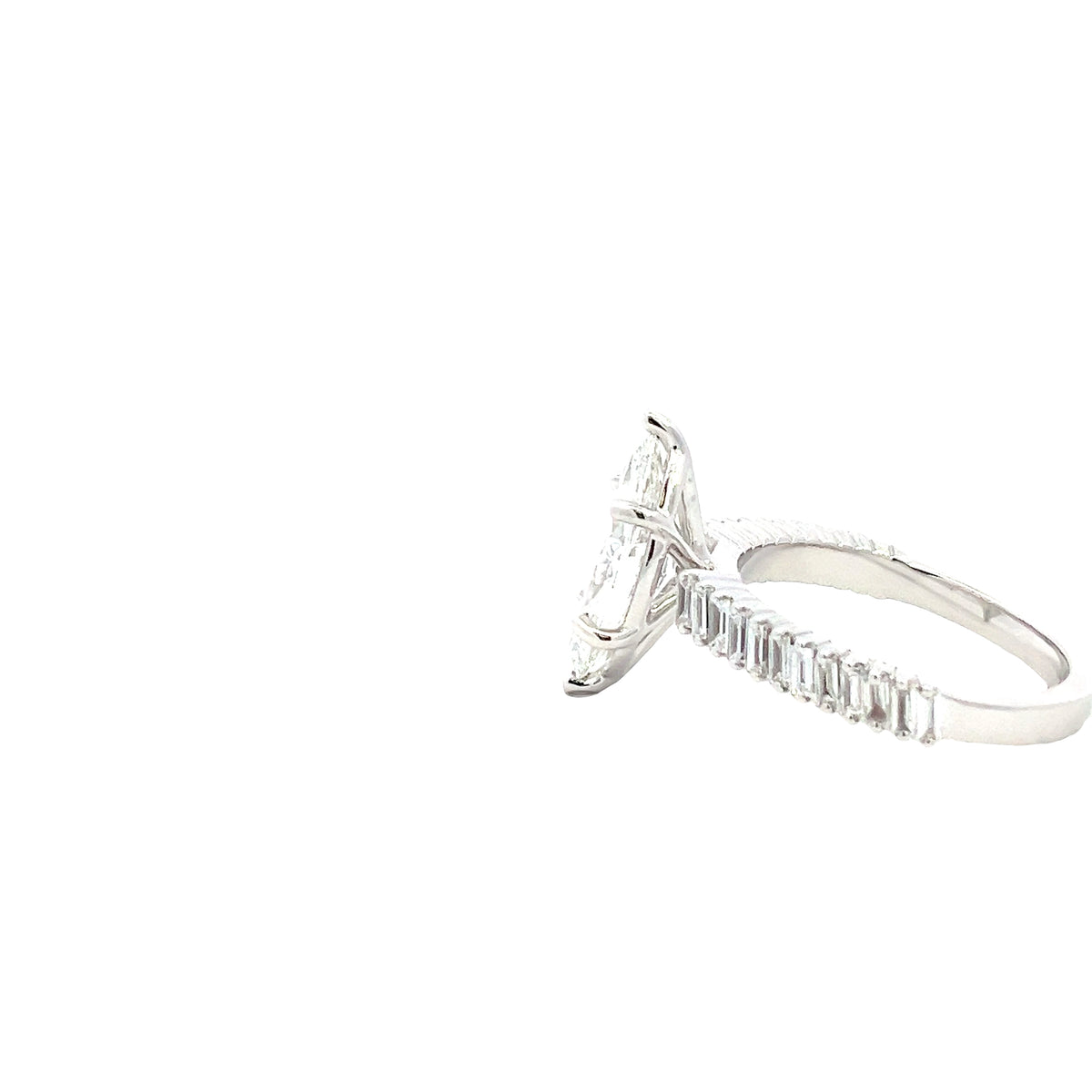 LAB GROWN MARQUISE &amp; BAGUETTE DIAMONDS 2.62ctw ANGLED PRONG SET RING