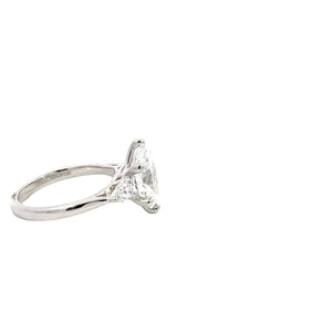 LAB GROWN OVAL & PEAR DIAMONDS 3.38ctw THREE STONE RING