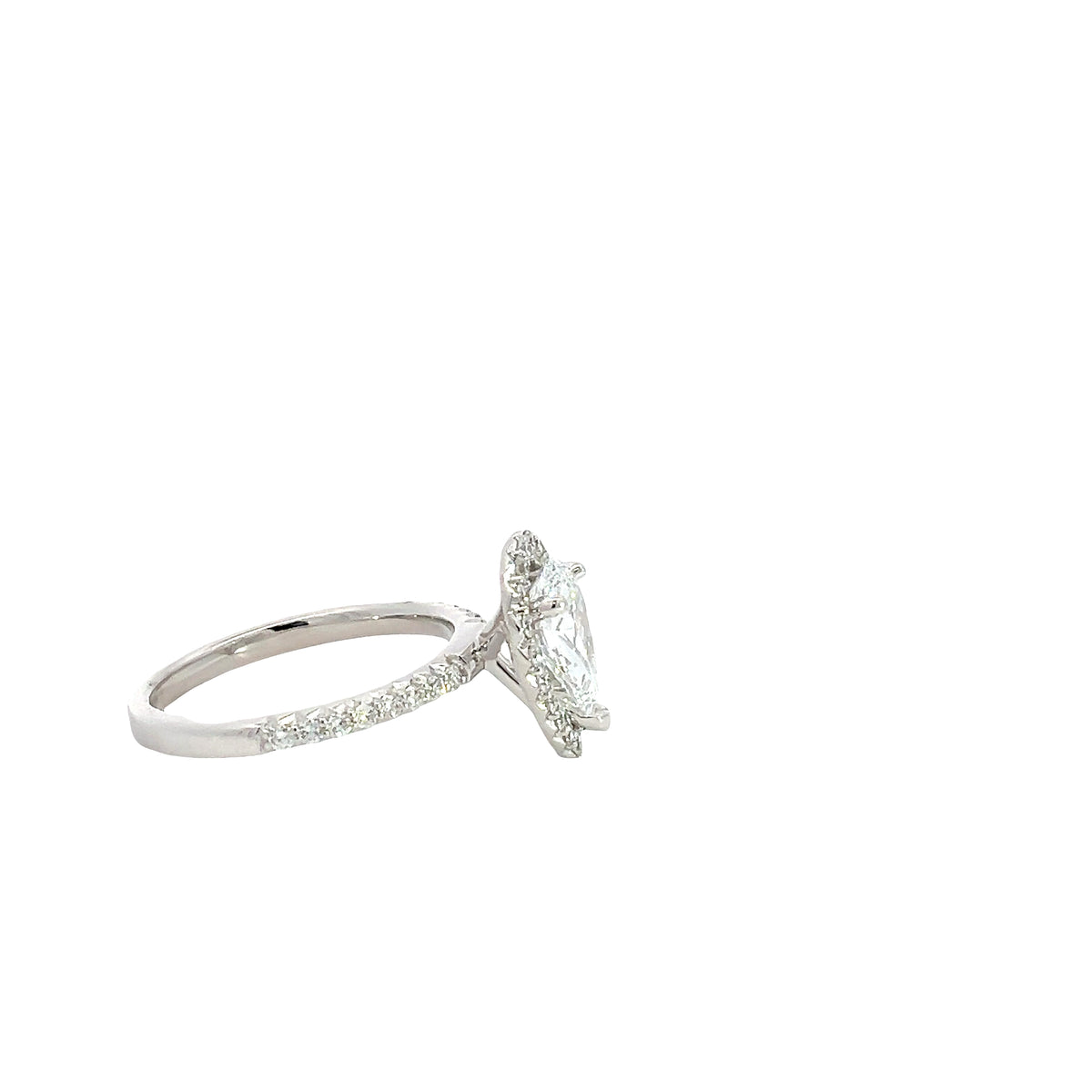 LAB GROWN PEAR &amp; ROUND DIAMONDS 1.60ctw HALO RING