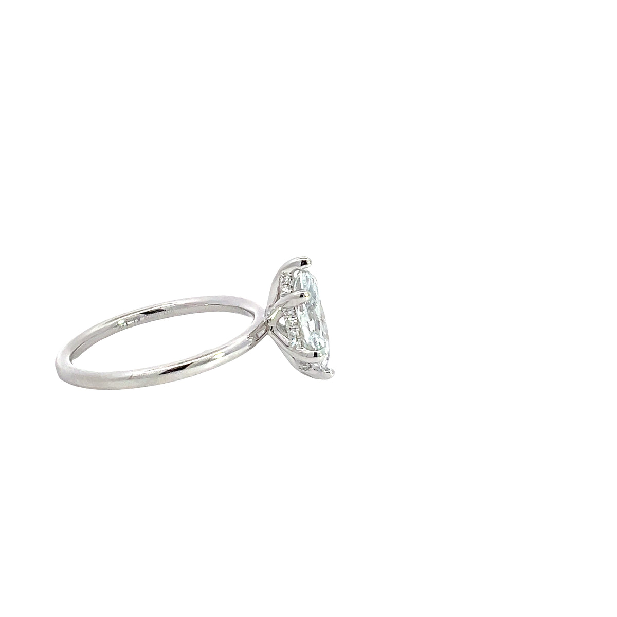 LAB GROWN MARQUISE &amp; ROUND DIAMONDS 1.11ctw SOLITAIRE ENGAGEMENT RING