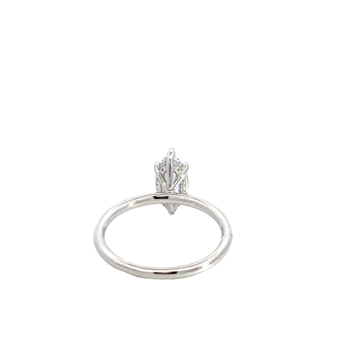 LAB GROWN MARQUISE &amp; ROUND DIAMONDS 1.11ctw SOLITAIRE ENGAGEMENT RING