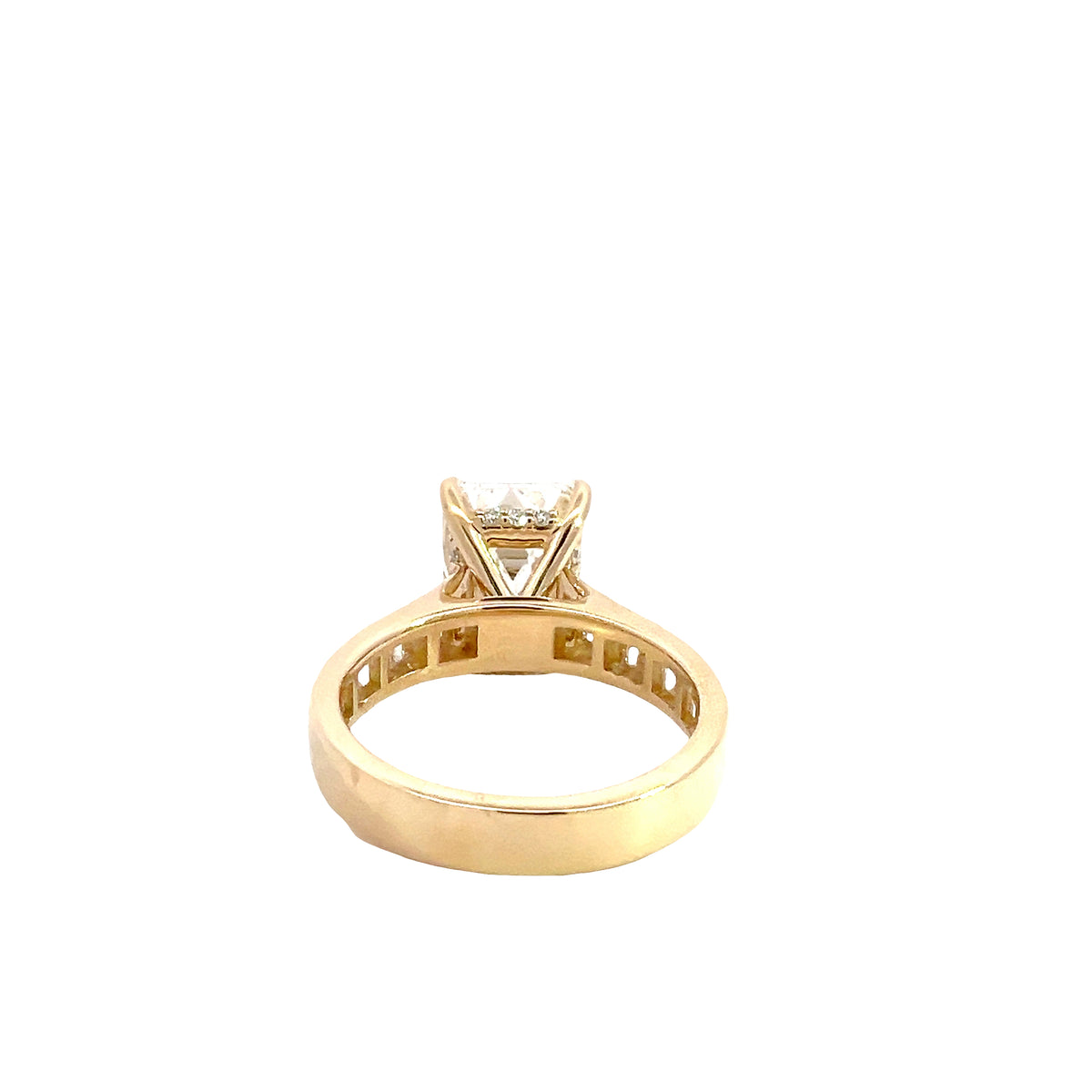 LAB GROWN EMERALD, BAGUETTE, &amp; ROUND DIAMONDS 5.07ctw CHANNEL RING