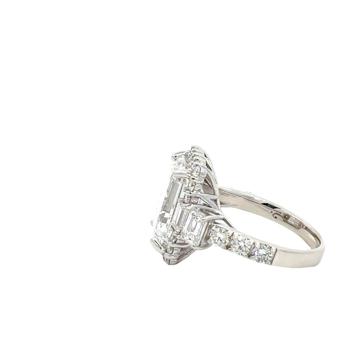 LAB GROWN EMERALD CUT 8.05ctw HALO RING