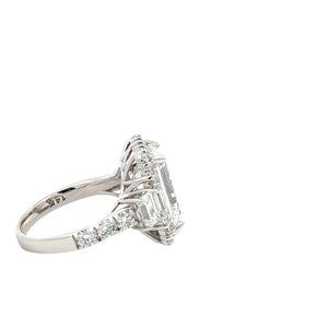 LAB GROWN EMERALD CUT 8.05ctw HALO RING