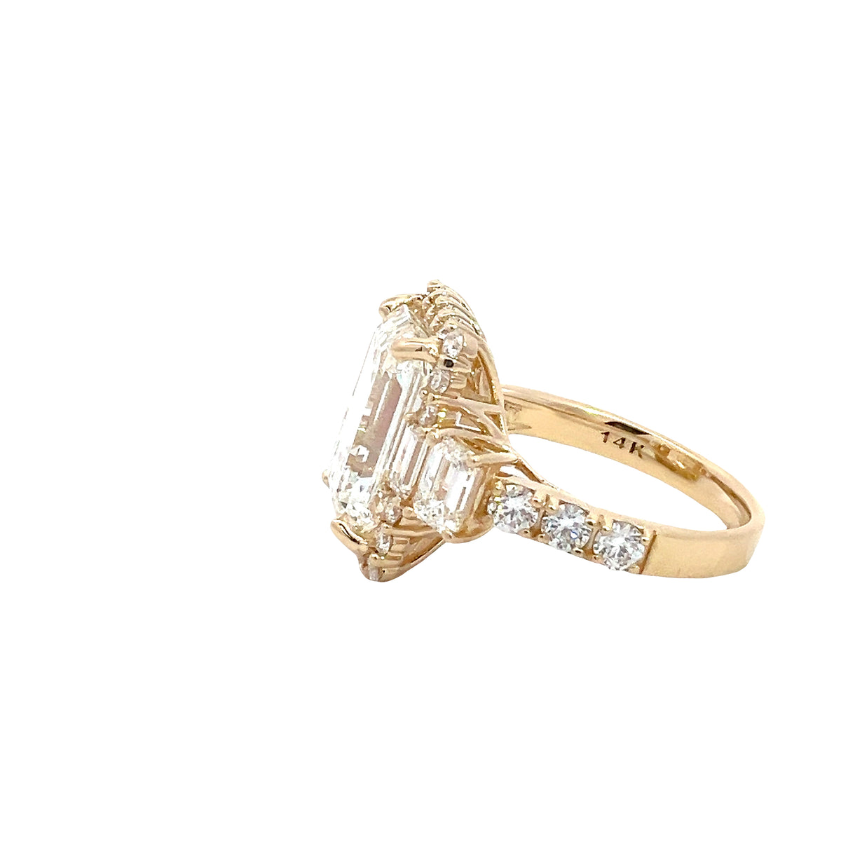 LAB GROWN EMERALD CUT 8.05ctw HALO RING