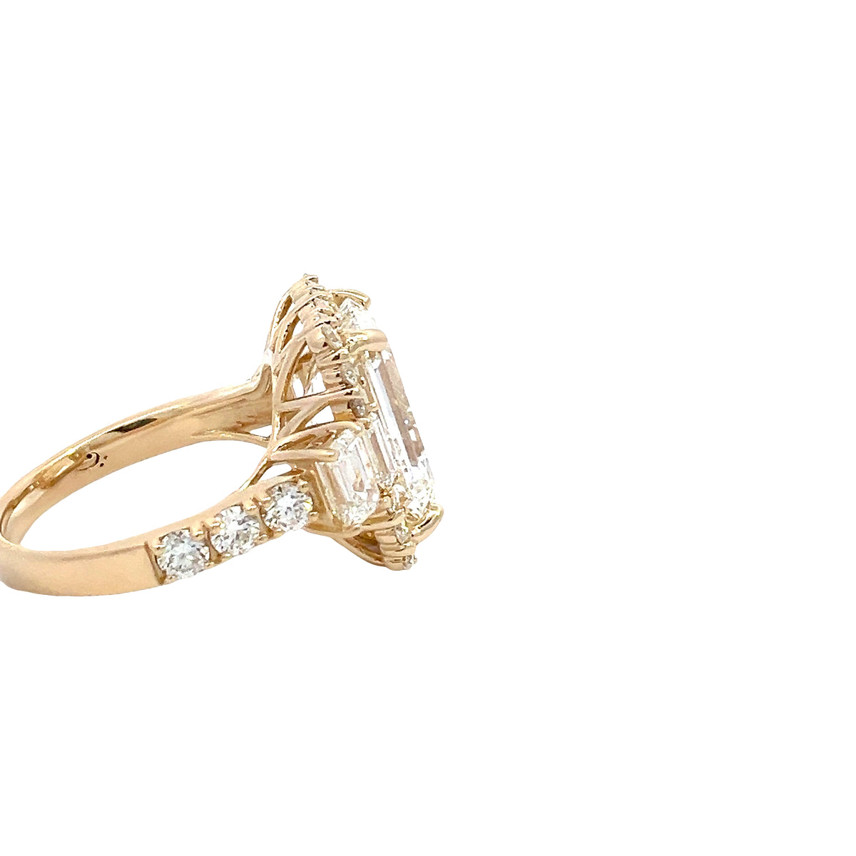 LAB GROWN EMERALD CUT 8.05ctw HALO RING