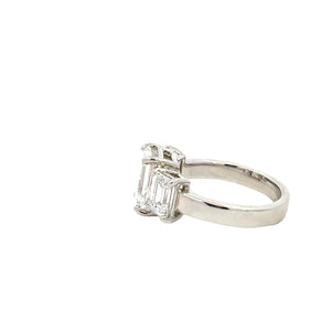 LAB GROWN EMERALD DIAMONDS 5.14ctwTHREE STONE PLATINUM RING