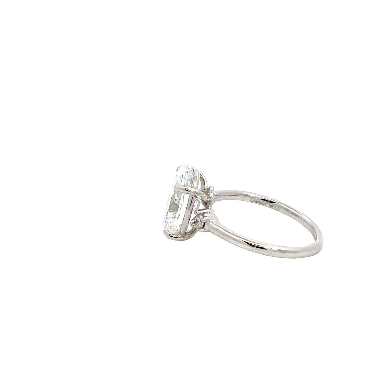 LAB GROWN OVAL &amp; ROUND DIAMONDS 4.16ctw THREE STONE RING