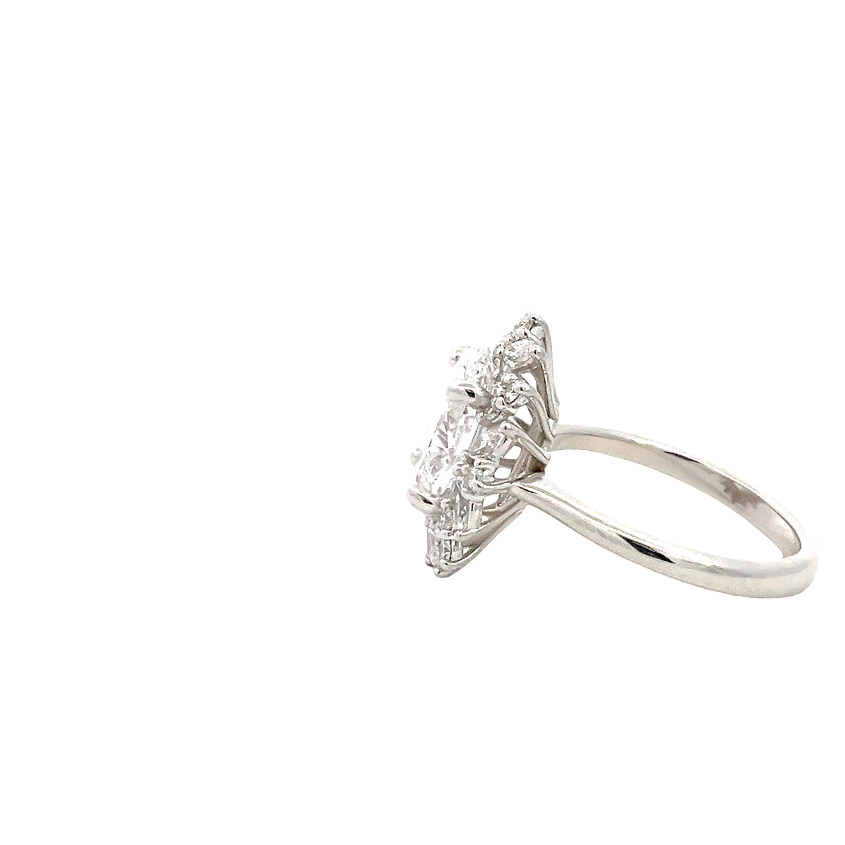 LAB GROWN OVAL, ROUND AND MARQUISE DIAMONDS 3.66ctw HALO RING