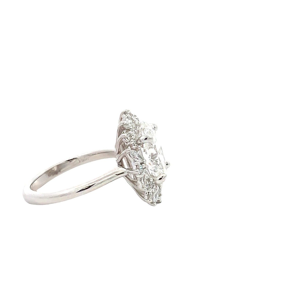 LAB GROWN OVAL, ROUND AND MARQUISE DIAMONDS 3.66ctw HALO RING