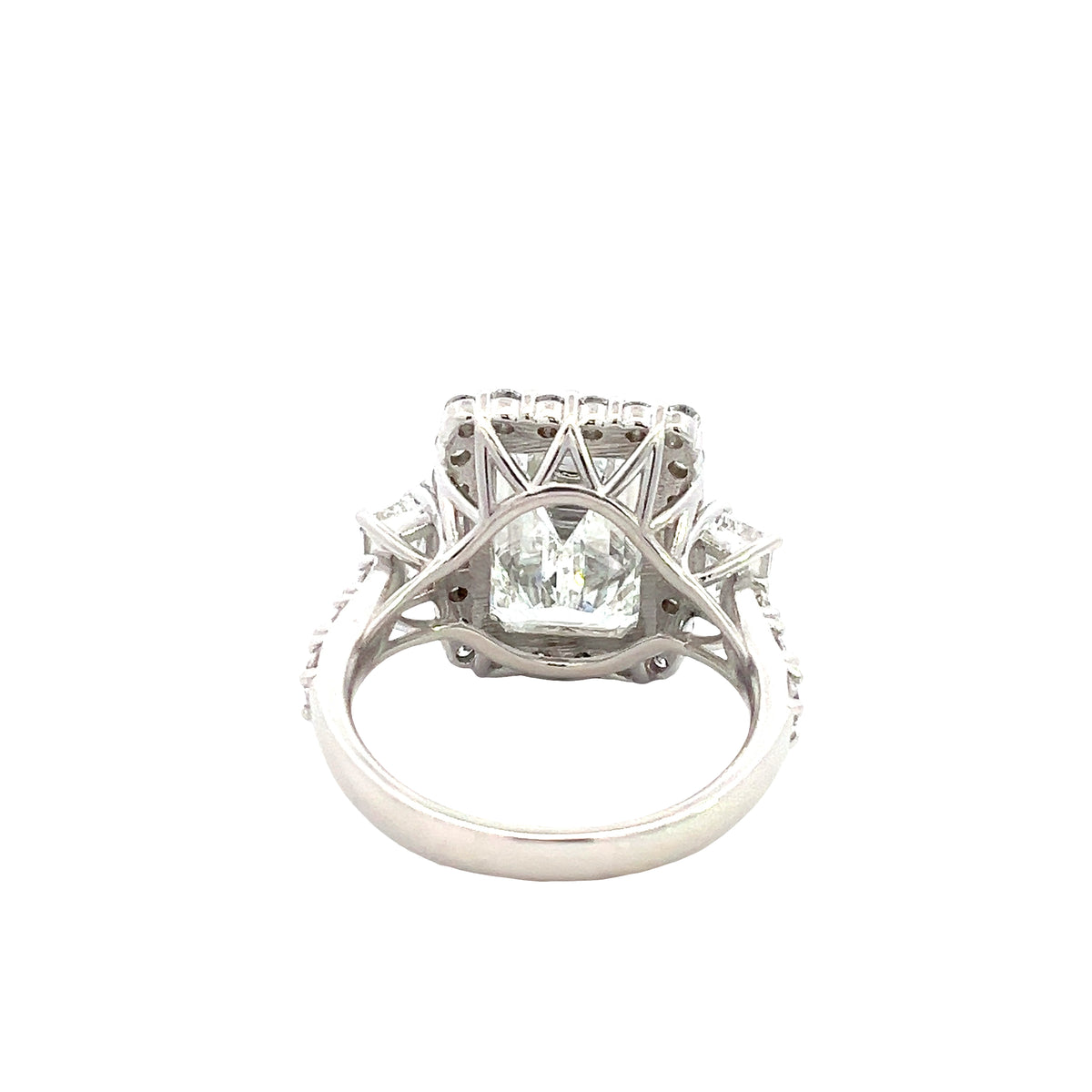 LAB GROWN EMERALD AND ROUND DIAMONDS 8.02ctw HALO RING