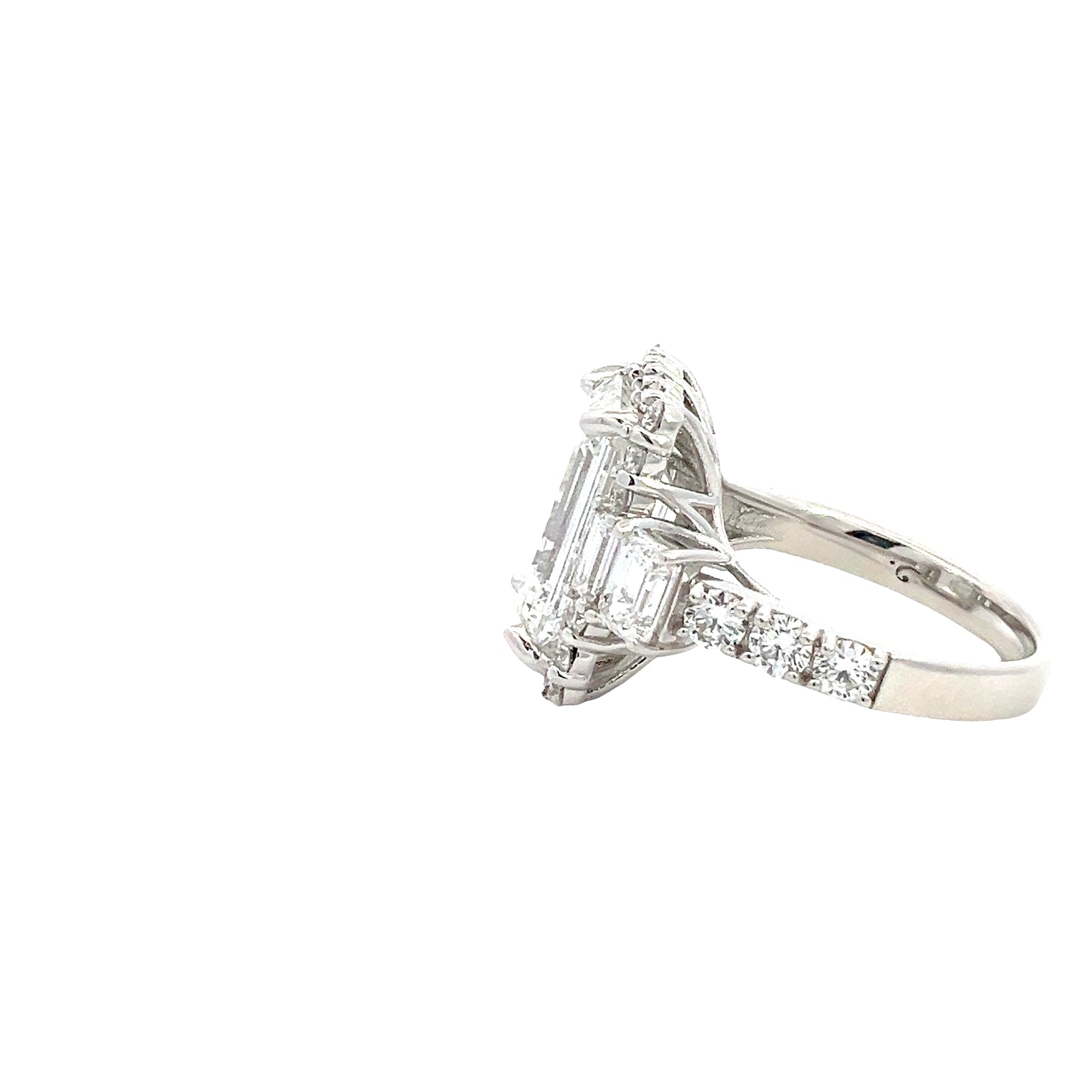 LAB GROWN EMERALD AND ROUND DIAMONDS 8.02ctw HALO RING