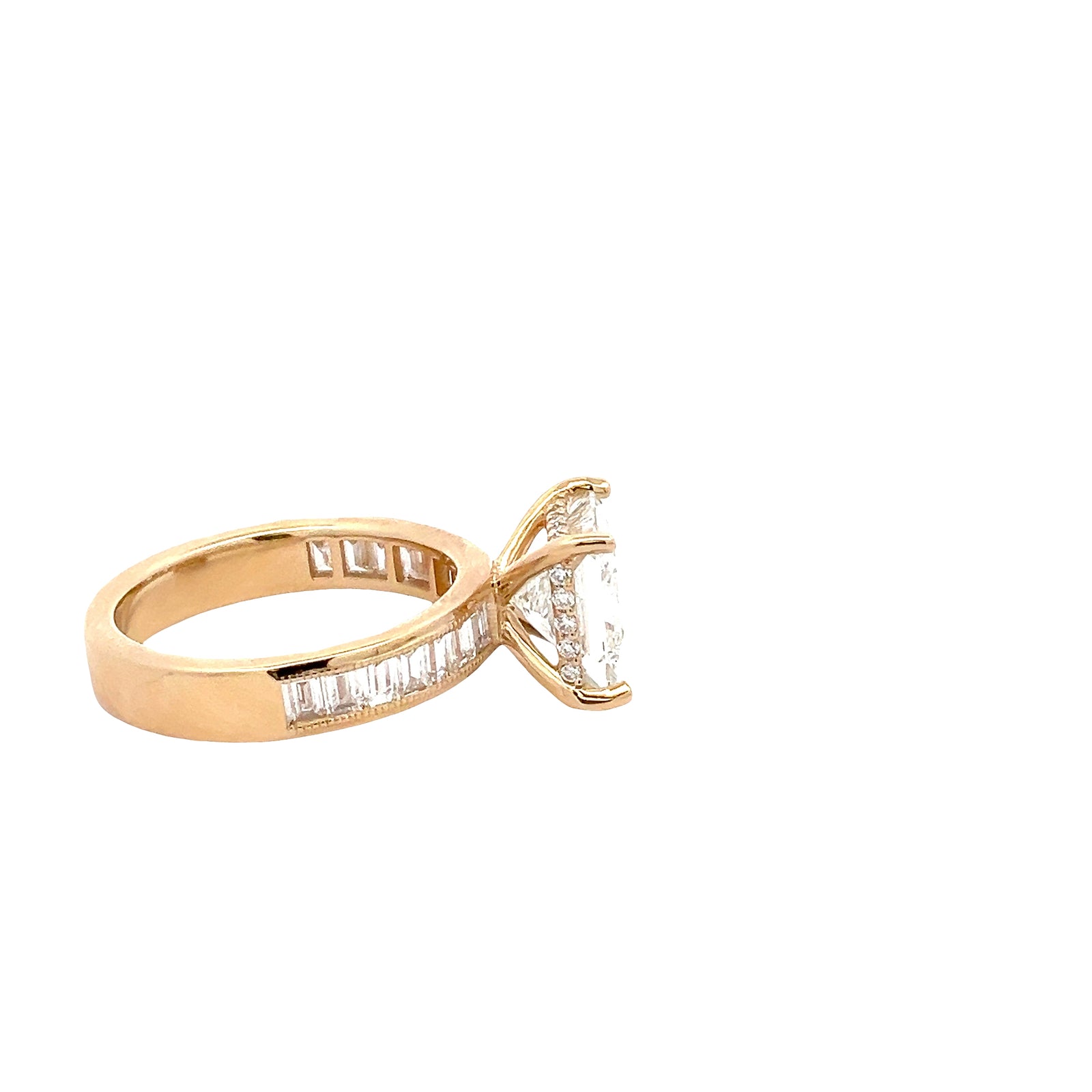 LAB GROWN PRINCESS AND BAGUETTE DIAMONDS 4.03ctw CHANNEL RING
