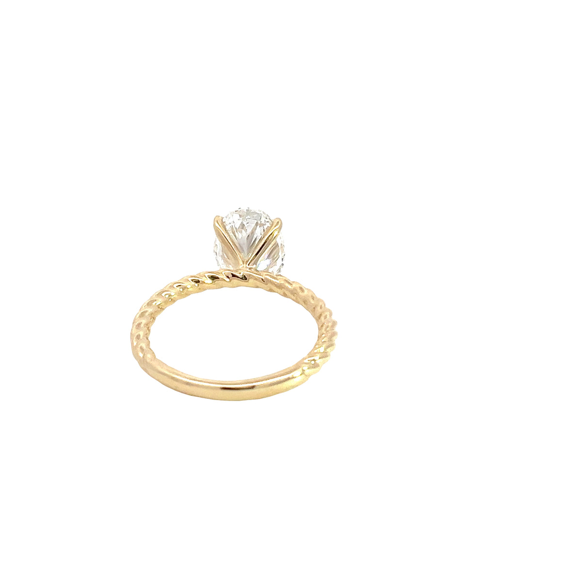 LAB GROWN OVAL DIAMOND 2.98ct ROPE SOLITAIRE ENGAGEMENT RING