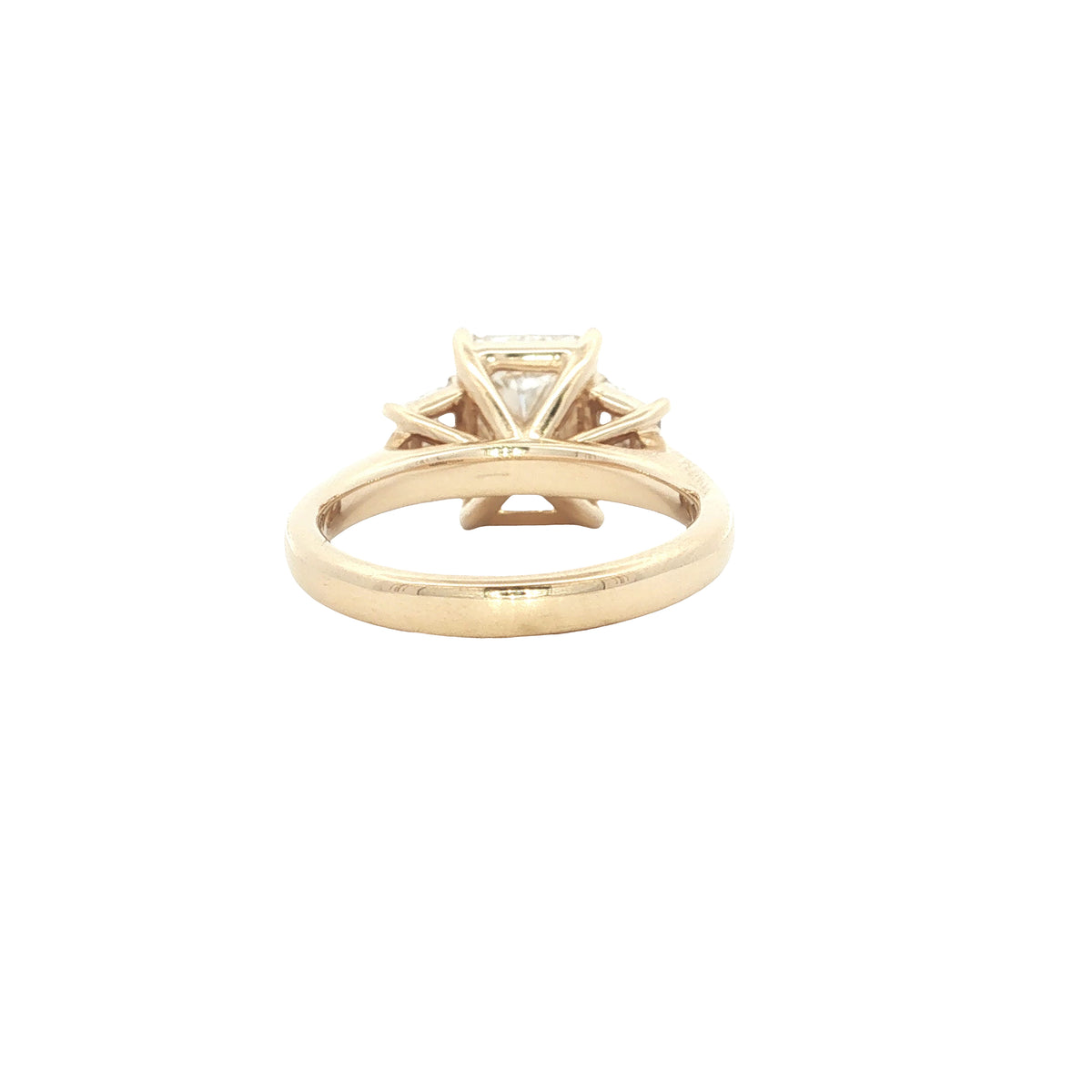 LAB GROWN RADIANT AND TRAPEZOID DIAMONDS 3.81ctw THREE STONE RING